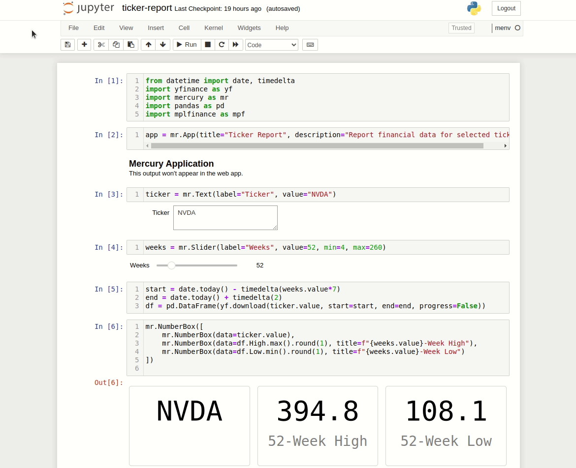 Python notebook used to create report
