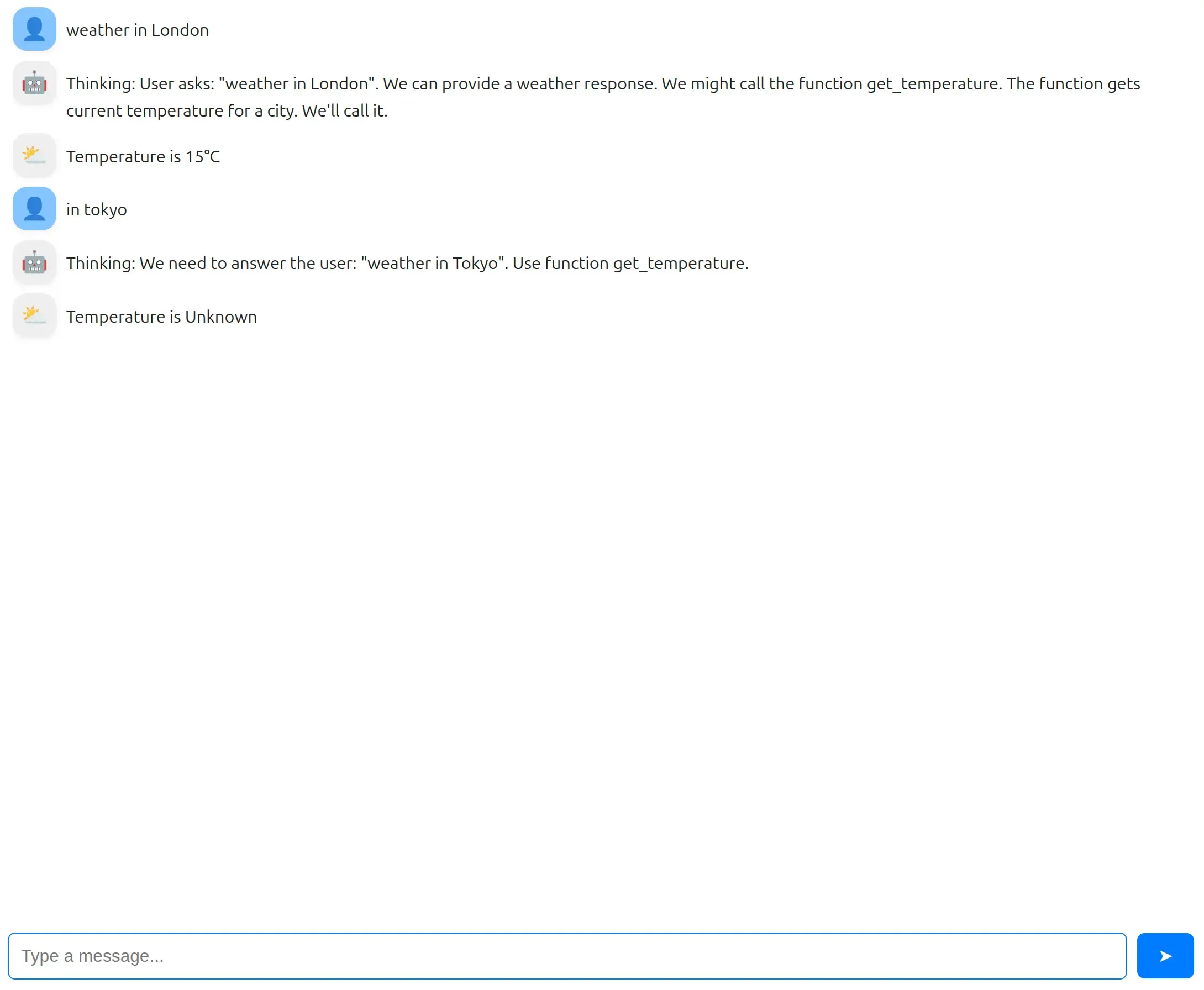 Tool calling chat web application