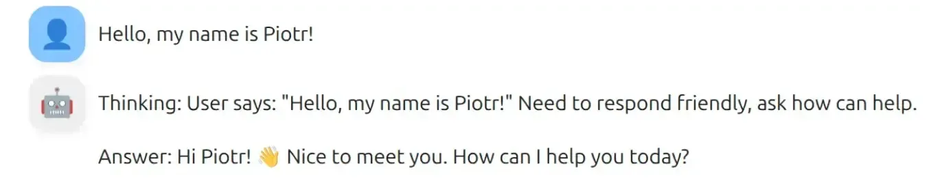 Assistant response with thinking and final answer