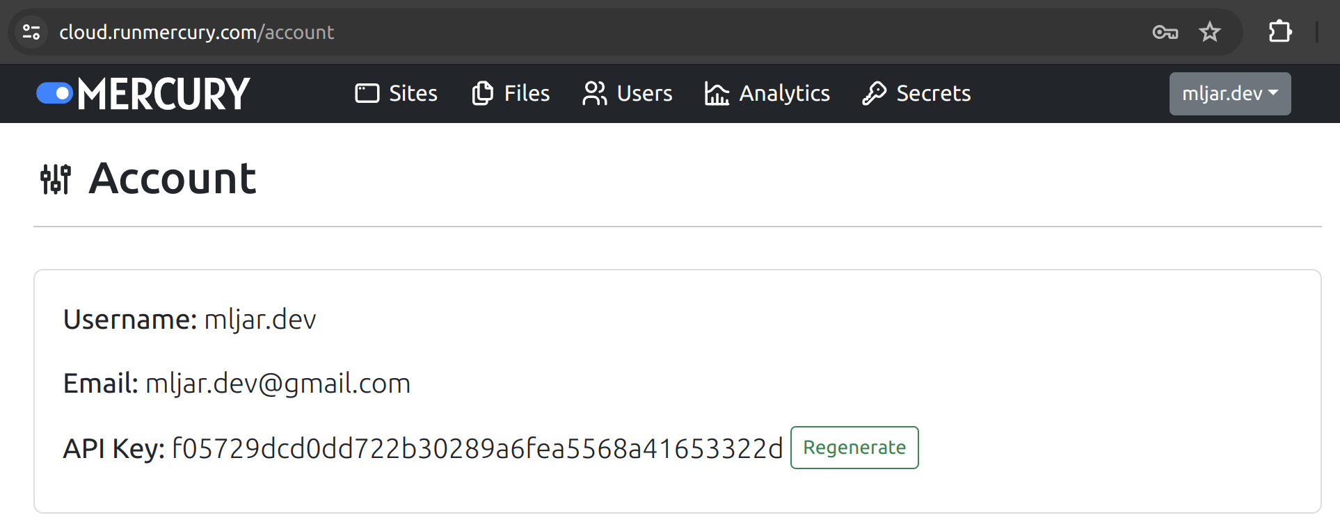 Mercury API Key