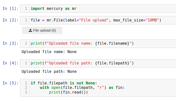 Python notebook with file upload widget