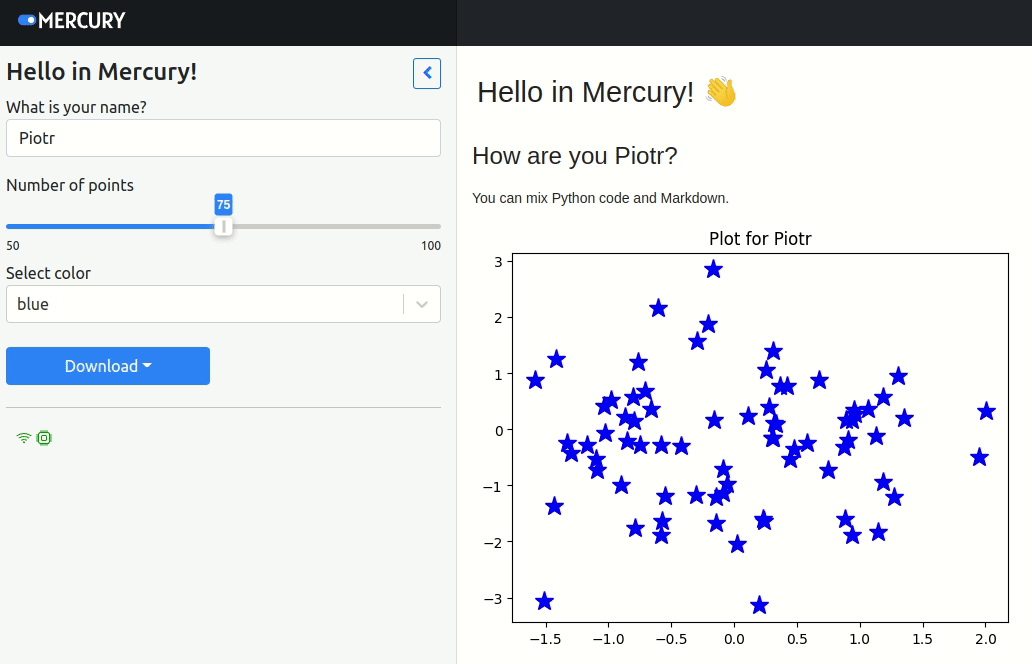 Mercury Web Application from notebook