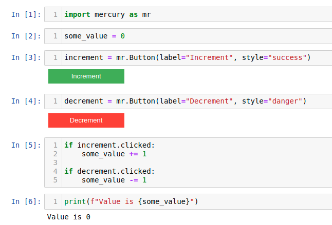 Python notebook with increment and decrement