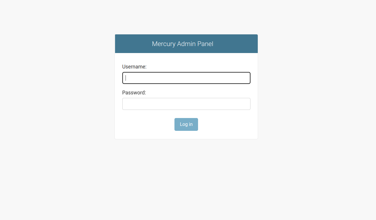 Login to Mercury Admin Panel