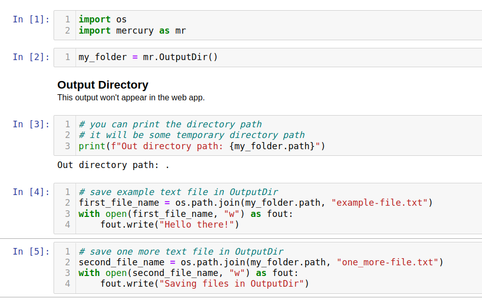 Notebook code with output files for download