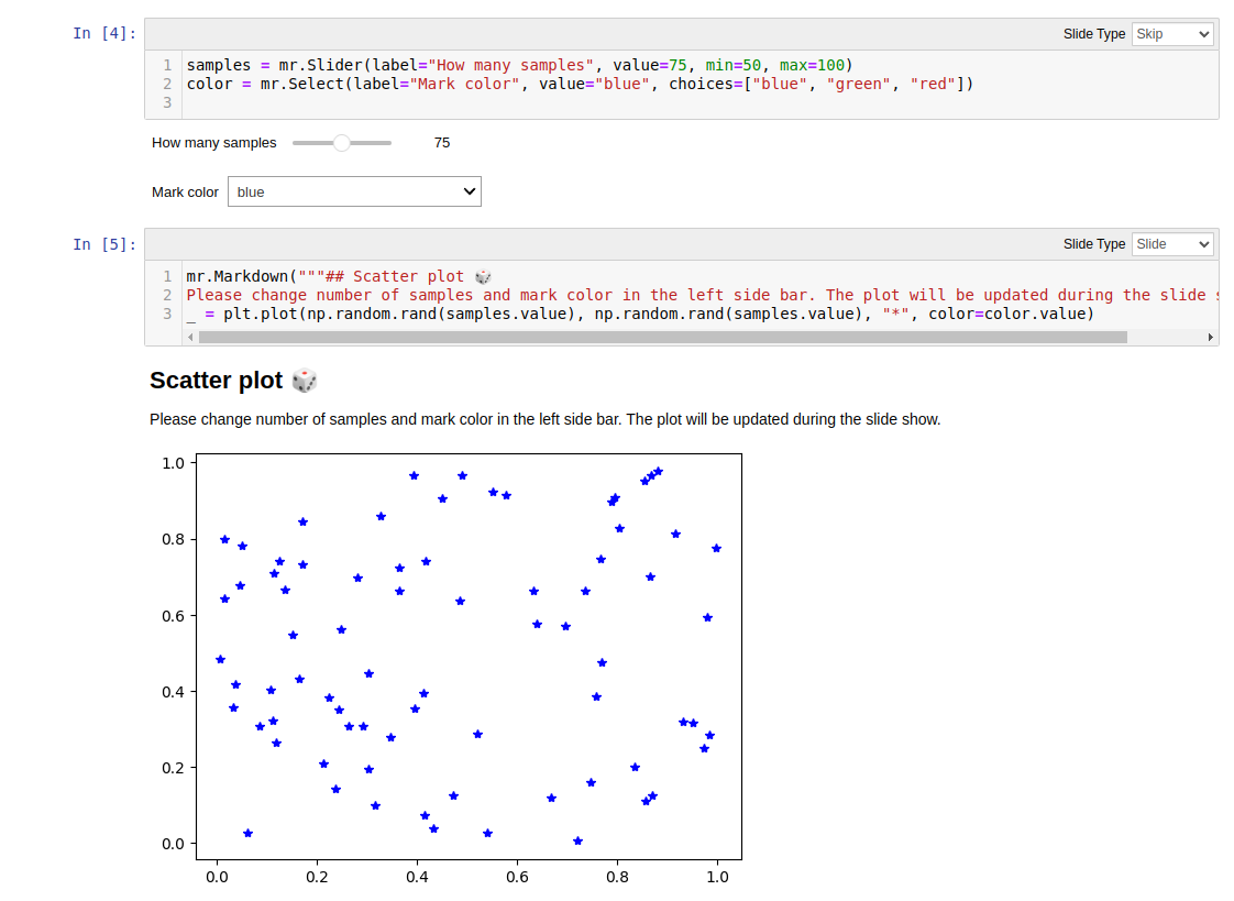 jupyter notebook in presentation mode