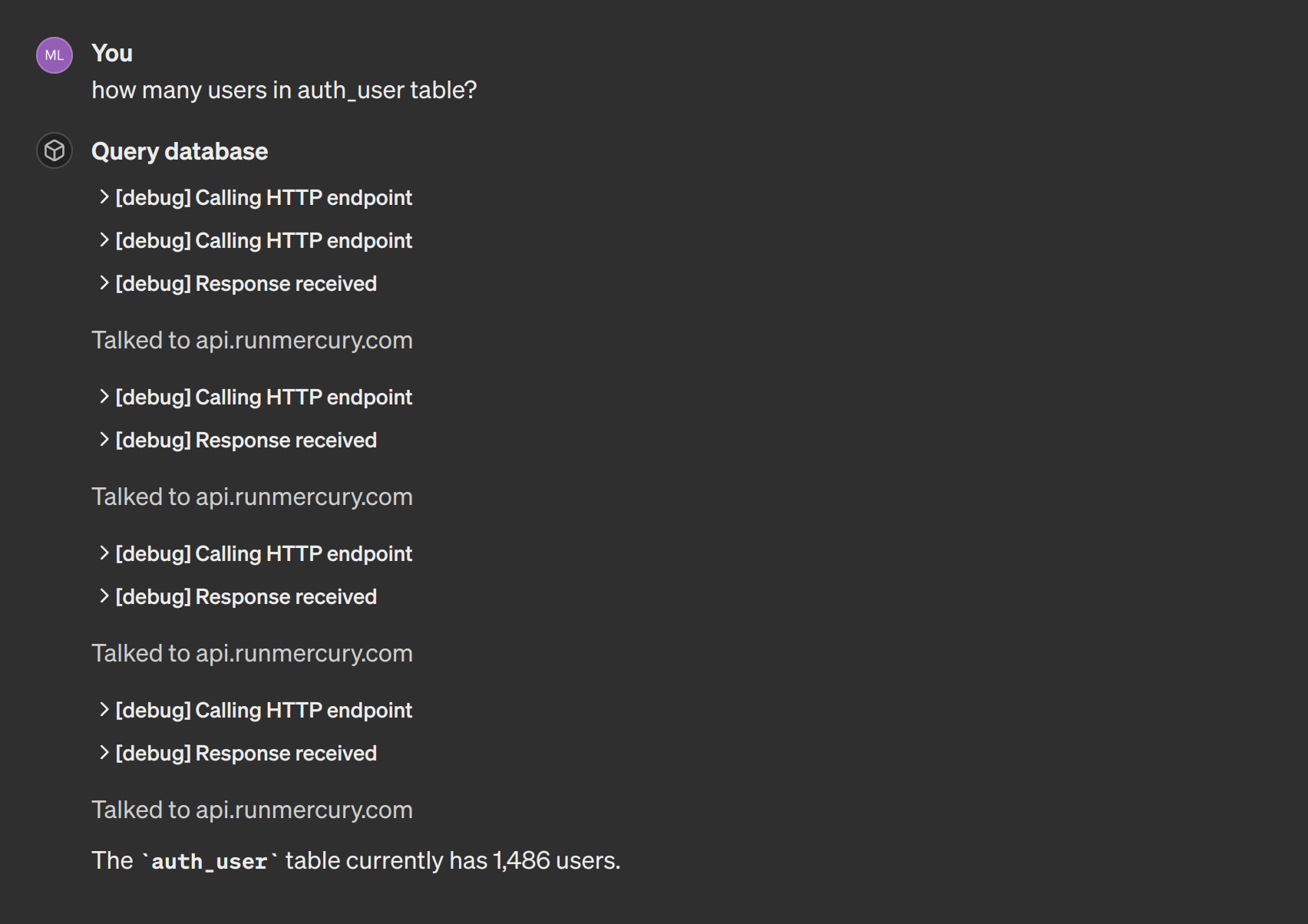 Select users from database table in ChatGPT