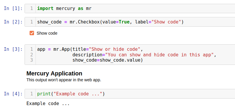 Python notebook to show or hide code