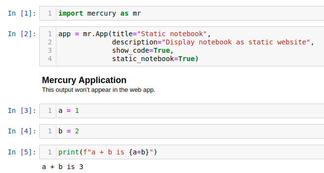 Python notebook with static option