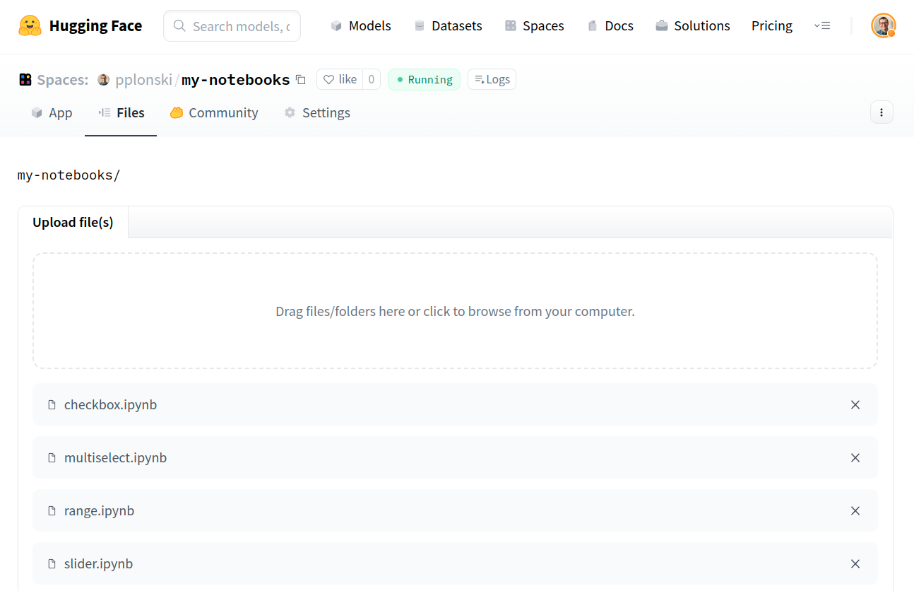 Upload Notebooks in Space at Hugging Face