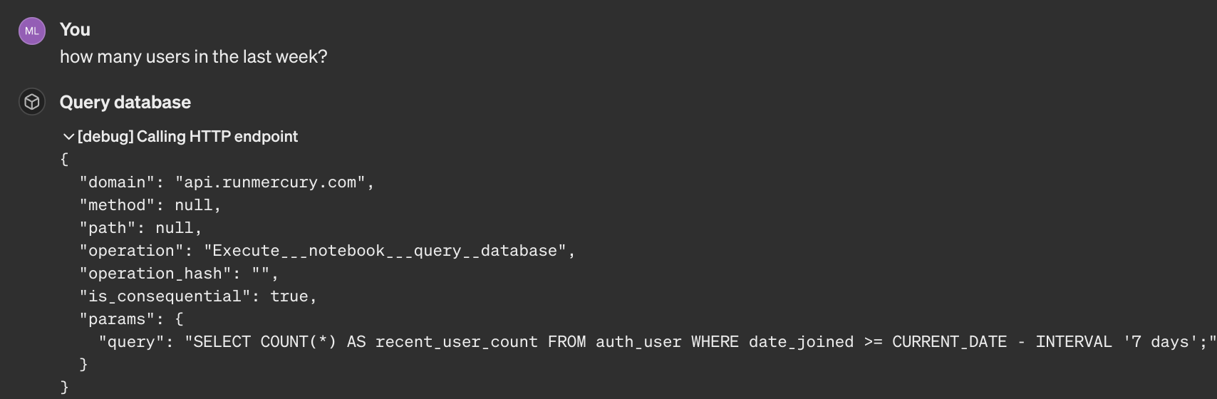 Select last week users from database table in ChatGPT